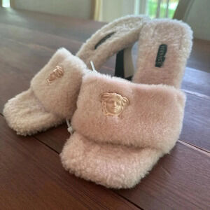 Versace La Medusa Shearling Sandals